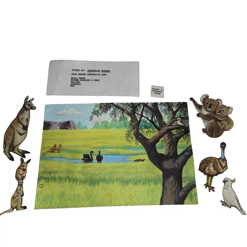 Unfinished Fabric Quiet Flannel Board Activity Book Animal Habitats Farm‎ 125+